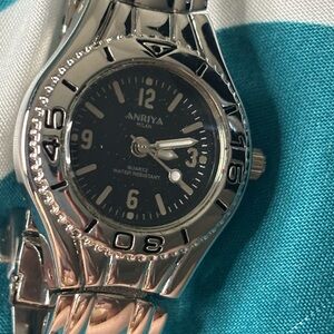 Anriya Silver Watch with Black Dial